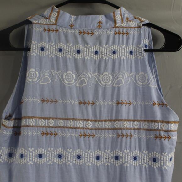 Silvia Tcherassi Dress XS Aviation Celestial Blue Embroidered Tiered Maxi Luxury - Picture 6 of 10